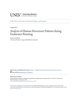 Analysis of Human Movement Patterns During Endurance Running Joshua Paul Bailey University of Nevada, Las Vegas, Bailey69@Unlv.Nevada.Edu