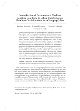 Intensification of Environmental Conflicts Resulting from Rural to Urban Transformation: the Case of Arab Localities in a Changing Galilee