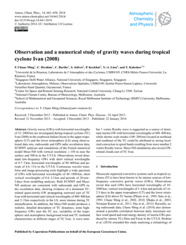 Observation and a Numerical Study of Gravity Waves During Tropical Cyclone Ivan (2008)