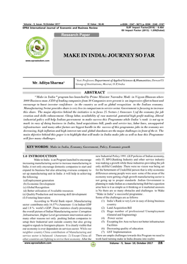 Make in India: Journey So Far