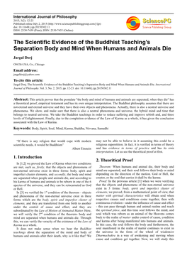 The Scientific Evidence of the Buddhist Teaching's Separation Body