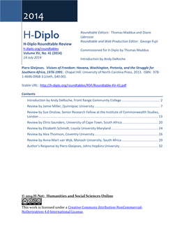 H-Diplo Roundtable, Vol. XV, No. 41