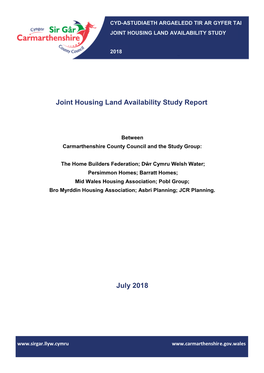July 2018 Joint Housing Land Availability Study Report