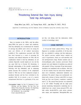 Threatening External Iliac Vein Injury During Total Hip Arthroplasty