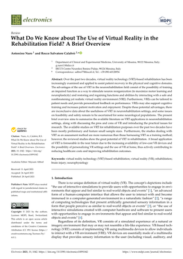 What Do We Know About the Use of Virtual Reality in the Rehabilitation Field? a Brief Overview