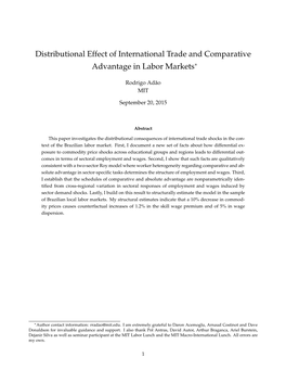 Distributional Effect of International Trade and Comparative Advantage in Labor Markets∗