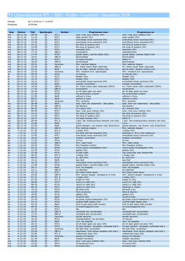 TV Uitzendschema RTL / SBS - Profile - November / December 2016