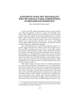 Antitrust Over Net Neutrality: Why We Should Take Competition in Broadband Seriously