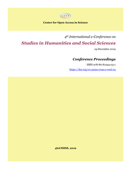 Studies in Humanities and Social Sciences 24 December 2019