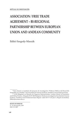Bi-Regional Partnership Between European Union and Andean Community