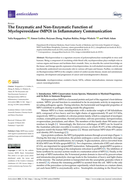 MPO) in Inﬂammatory Communication