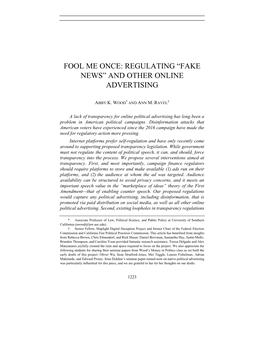 Regulating “Fake News” and Other Online Advertising