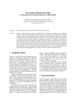 Not ACID, Not BASE, but SALT a Transaction Processing Perspective on Blockchains