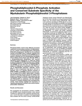 Phosphatidylinositol-5-Phosphate Activation and Conserved Substrate Specificity of the Myotubularin Phosphatidylinositol 3-Phosphatases