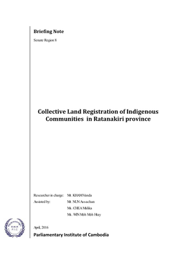 Collective Land Registration of Indigenous Communities in Ratanakiri Province