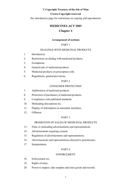 MEDICINES ACT 2003 Chapter 4