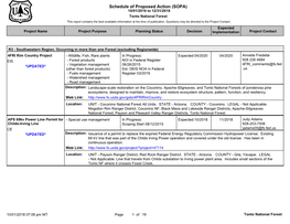 Schedule of Proposed Action (SOPA) 10/01/2018 to 12/31/2018 Tonto National Forest This Report Contains the Best Available Information at the Time of Publication