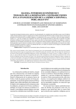 Iglesia, Intereses Económicos Y Teología De La Dominación