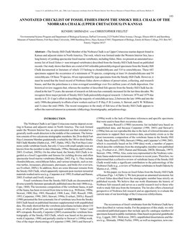 Annotated Checklist of Fossil Fishes from the Smoky Hill Chalk of the Niobrara Chalk (Upper Cretaceous) in Kansas