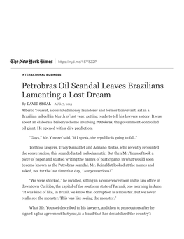 Petrobras Oil Scandal Leaves Brazilians Lamenting a Lost Dream