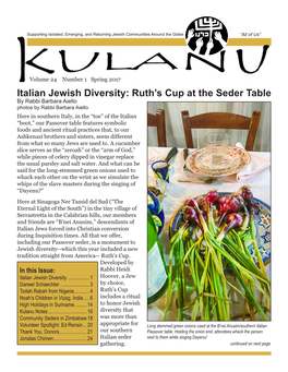 Italian Jewish Diversity: Ruth's Cup at the Seder Table