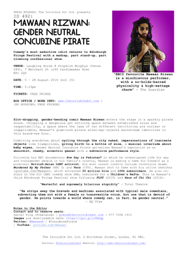 Mawaan Rizwan: Gender Neutral Concubine Pirate
