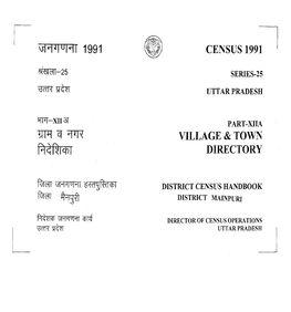 District Census Handbook, Mainpuri, Part-XII-A, Series-25, Uttar Pradesh