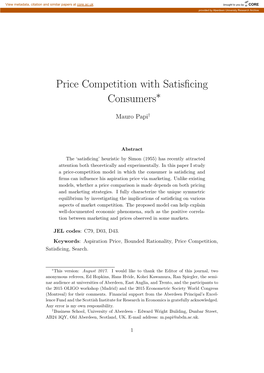 Price Competition with Satisficing Consumers