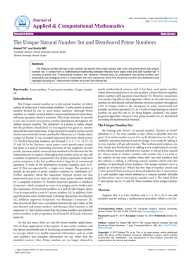 The Unique Natural Number Set and Distributed Prime Numbers