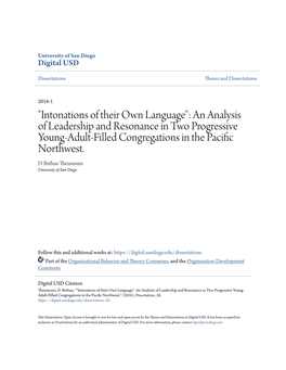 An Analysis of Leadership and Resonance in Two Progressive Young-Adult-Filled Congregations in the Pacific Northwest