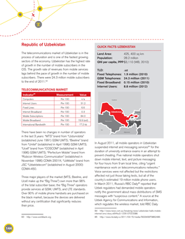 Republic of Uzbekistan QUICK FACTS UZBEKISTAN