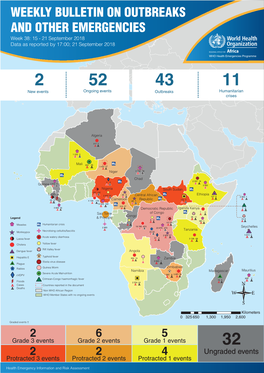 WEEKLY BULLETIN on OUTBREAKS and OTHER EMERGENCIES Week 38: 15 - 21 September 2018 Data As Reported by 17:00; 21 September 2018