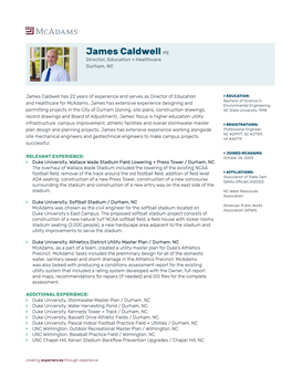 James Caldwell PE Director, Education + Healthcare Durham, NC
