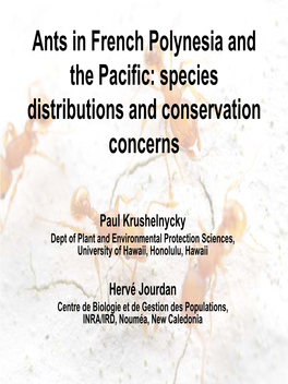 Ants in French Polynesia and the Pacific: Species Distributions and Conservation Concerns