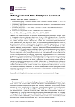 Profiling Prostate Cancer Therapeutic Resistance