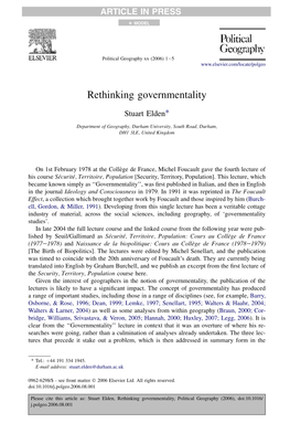 Rethinking Governmentality