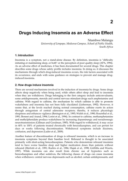 Drugs Inducing Insomnia As an Adverse Effect