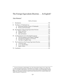 The Foreign Equivalents Doctrine . . . in English?