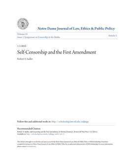 Self-Censorship and the First Amendment Robert A