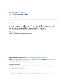 Science Versus Religion: Protestant Dominance and Cultural