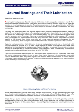 Journal Bearings and Their Lubrication