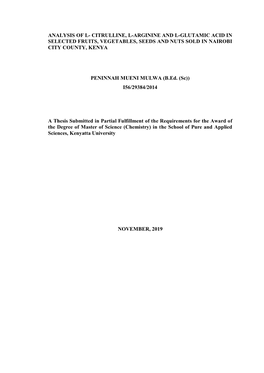 I ANALYSIS of L- CITRULLINE, L-ARGININE and L-GLUTAMIC