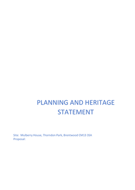 Planning and Heritage Statement