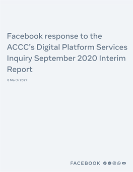 Facebook Response to the ACCC's Digital Platform Services Inquiry