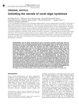 Unfolding the Secrets of Coral–Algal Symbiosis