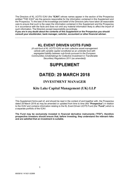 KL Event Driven UCITS Fund