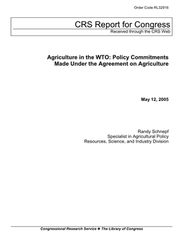 Policy Commitments Made Under the Agreement on Agriculture