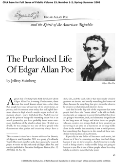 The Purloined Life of Edgar Allan Poe by Jeffrey Steinberg Edgar Allan Poe
