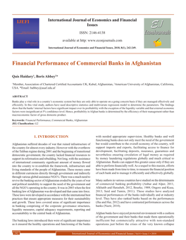 Financial Performance of Commercial Banks in Afghanistan