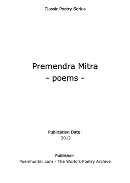 Premendra Mitra - Poems